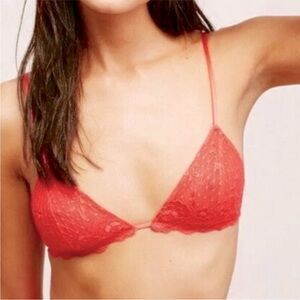 Free People Neon Orange Lace Bralette Size XS like NEW
